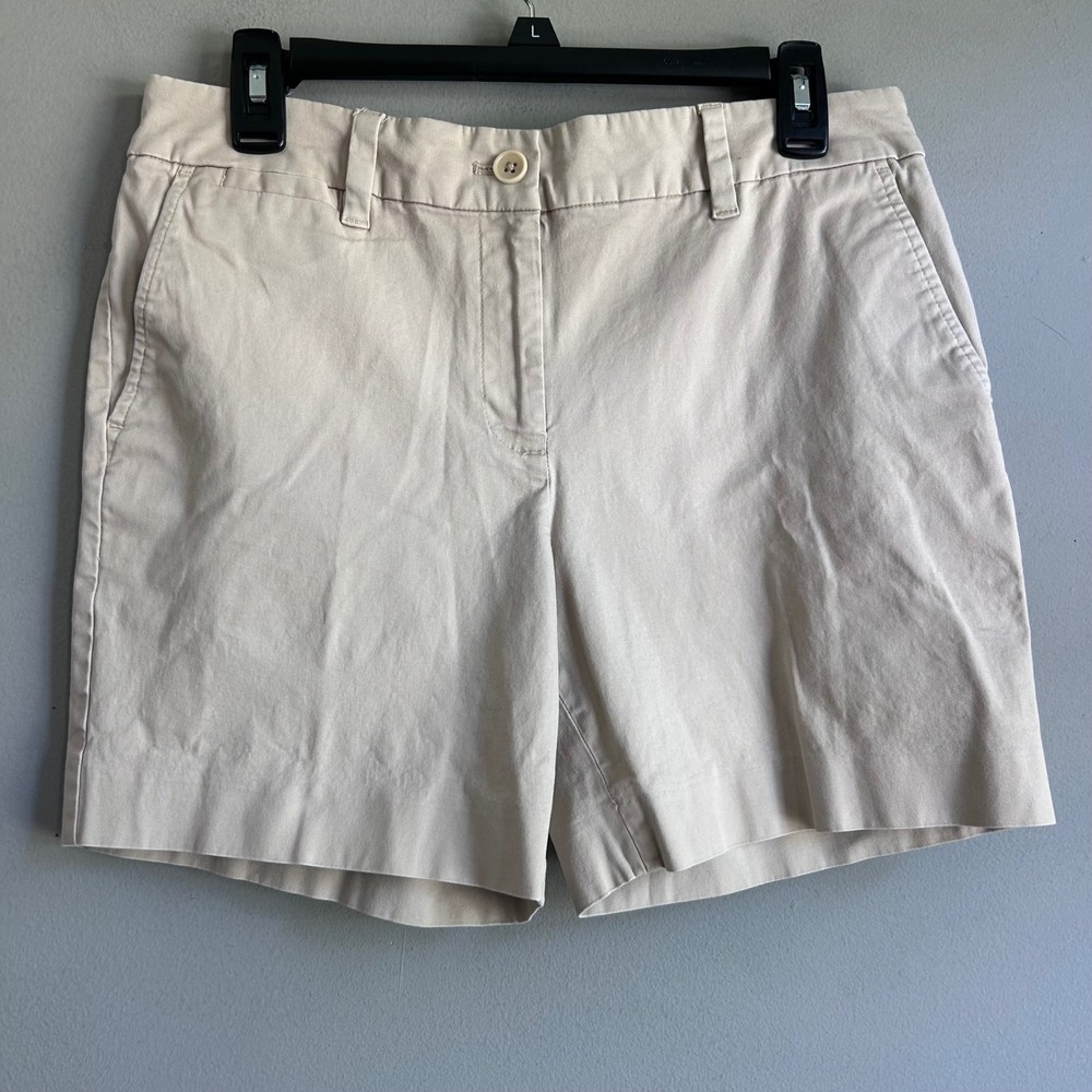 Talbots Perfect Short 6" Tan Khaki Stretch Cotton Twill Shorts Womens 8P